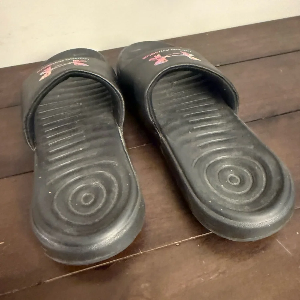 Under Armour Girls Youth Slides Black Multicolor Logo Size 2Y